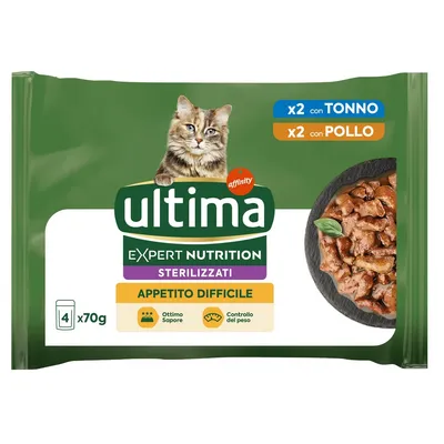 Ultima Cat Expert Nutrition Appetito Difficile Tonno & Pollo - 4 x 70 g