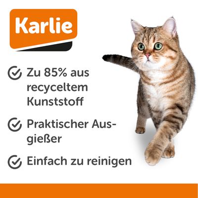 Karlie. Zu 85% aus recyceltem Kunststoff, praktischer Ausgiesser, einfach zu reinigen.