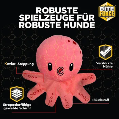Bite Force Hundespielzeug aus Plüschstoff mit Kevlar-Steppung, strapazierfähiger gewebter Schicht und verstärkten Nähten. Text: Robuste Spielzeuge für robuste Hunde. Bite Force Hundespielzeug aus Plüschstoff mit Kevlar-Steppung, strapazierfähiger gewebter Schicht und verstärkten Nähten. Text: Robuste Spielzeuge für robuste Hunde.