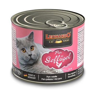 Leonardo macskaeledel, gazdag tengeri halban, 24x 200g konzerv. Made in Germany.