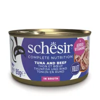 Sparpaket Schesir Complete Nutrition Filet in Brühe 24 x 85 g - Thunfisch mit Rindfleisch