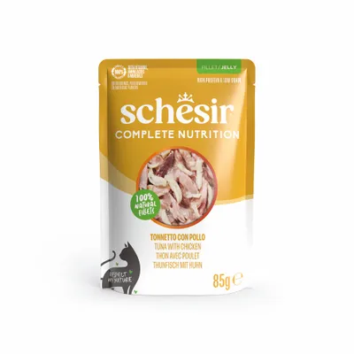 Schesir Complete Nutrition Filet en gelée 6 x 85 g en sachets - thon avec poulet