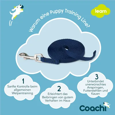 Coachi Puppy & Mini Starter Training Kit - Trainingskit mit Trainingsleine 2,5 m lang, 15 mm breit