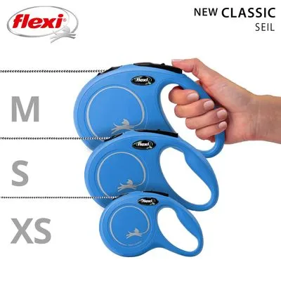 flexi Classic touwlijn blauw, 5 m - Maat M: tot 20 kg