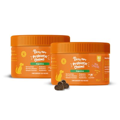 Zesty Paw Probiotic Chews Digestion, gazdag sütőtökben, 50 db, kiegészítő takarmány kutyáknak. Prebiotikumokat, probiotikumokat és posztbiotikumokat tartalmaz.