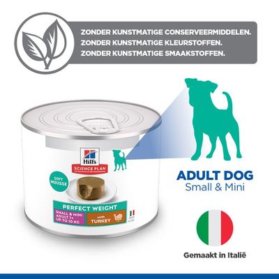 Hill’s Science Plan Perfect Weight Adult Small Mini Mousse - dinde (12 x 200 g)