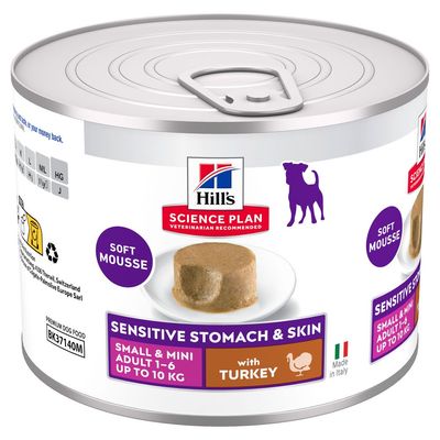 Hill's Science Plan Sensitive Stomach & Skin Adult Small & Mini Mousse Tacchino