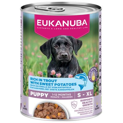 Eukanuba Puppy pisztráng & édesburgonya 48 x 400 g