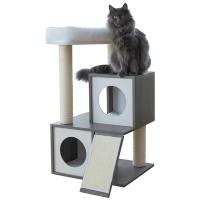 Kerbl Pet klösträd Flair, vit/grå - H 86 x L 48 x B 44 cm