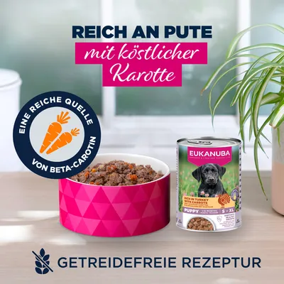 Eukanuba Puppy Reich an Pute mit Karotten - 48 x 400 g