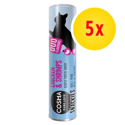 Cosma Snackies DUO Flavours kip & garnalen, 100% puur vlees & zeevruchten, gently freeze-dried, voordeelverpakking 5x Cosma Snackies DUO Flavours kip & garnalen, 100% puur vlees & zeevruchten, gently freeze-dried, voordeelverpakking 5x