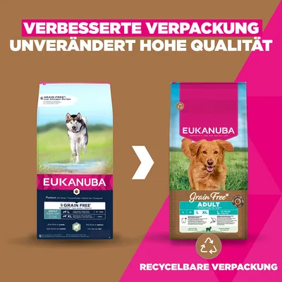 Eukanuba Grain Free Adult Large z jagnjetino - Varčno pakiranje: 2 x 12 kg