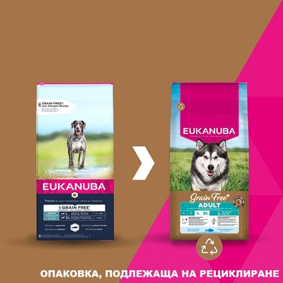 Eukanuba Grain Free Adult Large & Giant Breed с морска риба