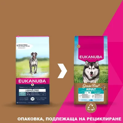 Eukanuba Grain Free Adult Large & Giant Breed с морска риба - 2 x 12 кг