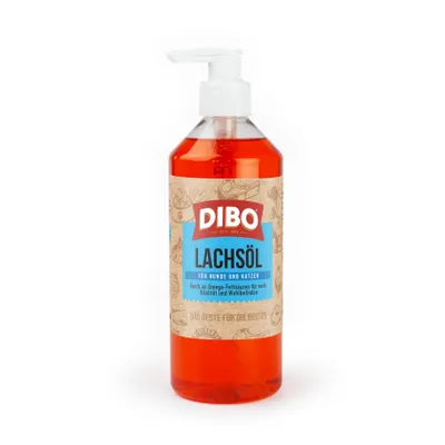 DIBO Salmon Oil for Dogs and Cats, rich in omega fatty acids for increased vitality and well-being, bottle with pump dispenser. DIBO Salmon Oil for Dogs and Cats, rich in omega fatty acids for increased vitality and well-being, bottle with pump dispenser.