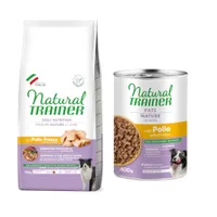 Natural Trainer 12 kg + passendes Nassfutter 2 x 400 g gratis! - Mature Medium mit Huhn + Pate Medium & Maxi Mature mit Huhn