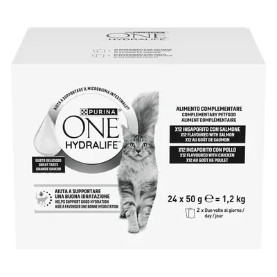 PURINA ONE Hydralife Katzen-Liquid 24 x 50 g - Mixpaket (2 Sorten)