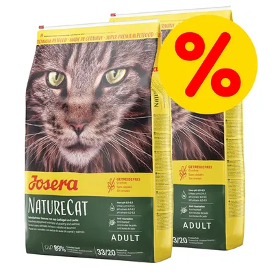 Josera NatureCat Adult, getreidefreies Katzenfutter mit Geflügel und Lachs. Super Premium Petfood, Made in Germany. Aktionsangebot mit Prozentzeichen.