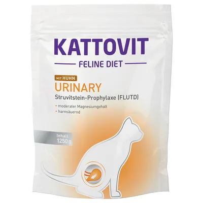 Kattovit Feline Diet Urinary mit Huhn, Struvitstein-Prophylaxe (FLUTD), moderater Magnesiumgehalt, harnsäuernd, Inhalt 1250g.