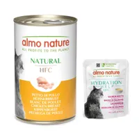 12 x 140 g Almo Nature HFC Natural  + 6 x 50 g HFC Hydration Help ingyen! - Csirkemell (12 x 140 g) + lazacleves & lazacfilé (6 x 50 g)