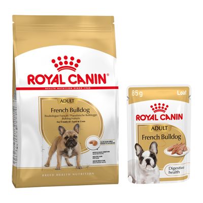 Royal Canin Breed 1,5 à 12 kg pour chien + aliment humide : 15 % de remise ! - Bouledogue Français Adult (9 kg) + sachets Bouledogue français Mousse (12 x 85 g)