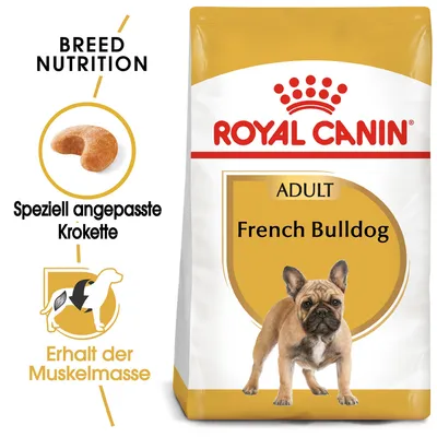 Royal Canin Adult French Bulldog. Speziell angepasste Krokette, erhält der Muskelmasse. Breed Nutrition.