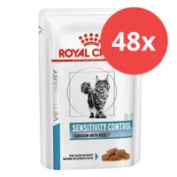 Royal Canin Veterinary Sensitivity Control, Chicken with Rice, 48x Portionsbeutel. Dünne Stücke in Soße, geeignet für empfindliche Katzen.