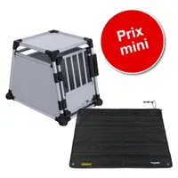 Lot : cage de transport Trixie en aluminium, gris clair + protection pour pare-chocs Rollmat - cage taille M + protection pour pare-chocs  L 64 x l 80 cm