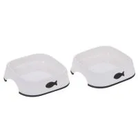 Little Fish Plastic Cat Bowls - Set of 2 - 2 x 0.2 litre
