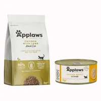 Provalo! Set prova misto Applaws secco + umido - 2 kg Adult Pollo & Agnello + 6 x 70 g in Brodo Petto di Pollo