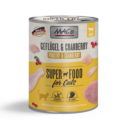 Pachet economic MAC´s Cat hrană pisici 12 x 800 g Pasăre & merișoare