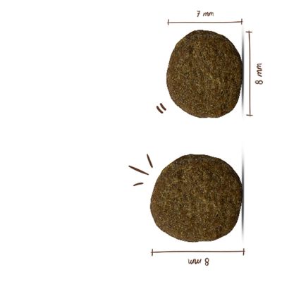 Zwei runde Kroketten mit Maßangaben: obere Krokette 7 mm breit und 8 mm hoch, untere Krokette 8 mm Durchmesser.
