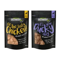 Lot Greenwoods Nuggets 5 x 100 g pour chien - lot mixte : 3 x poulet / 2 x canard
