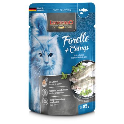 Sparpaket Leonardo Finest Selection Katzenfutter Pouch 32 x 85 g Forelle & Catnip
