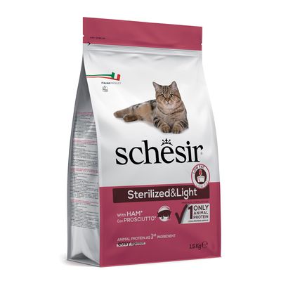 Schesir Sterilized & Light met ham Voordeelpakket: 3 x 1,5 kg