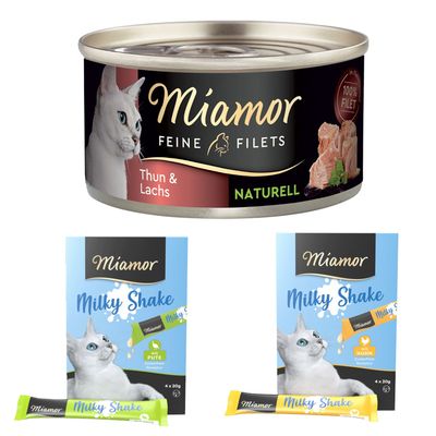 Miamor: 6 x 80 g Feine Filets Naturelle + Milky Shake, 8 x 20 g gratis!