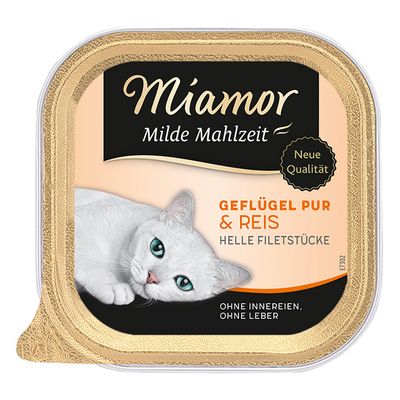 Lot Miamor Milde Mahlzeit 24 x 100 g pour chat volaille pure, riz