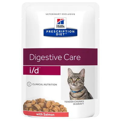 Hill's Prescription Diet Digestive Care i/d con salmone. Alimento clinico per gatti, teneri bocconcini in salsa.