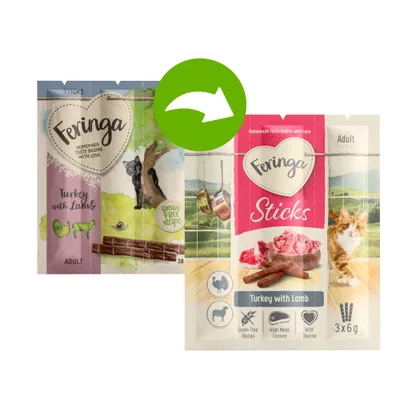 Feringa Bâtonnets dinde, agneau pour chat - 3 x 3 bâtonnets de 6 g