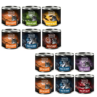 Kombi-Paket: Wild Freedom Adult 6 x 200 g / 6 x 400 g - getreidefreie Rezeptur Mixpaket 1 (5 Sorten) (6 x 200 g) + Mixpaket 2 (4 Sorten) (6 x 200 g)