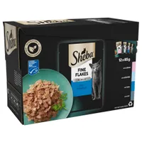 Sheba Pouches Fine Flakes Multibuy 48 x 85g - Fish Selection in Jelly
