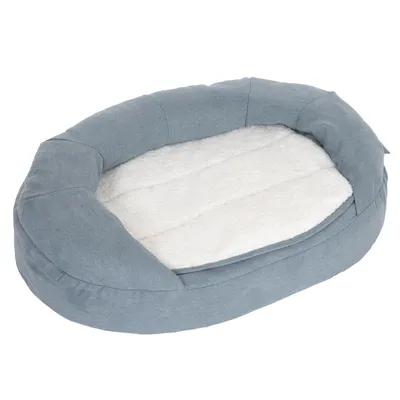 Pelíšek pro psy Memory oválný, šedomodrý - D 72 x Š 50 x V 20 cm