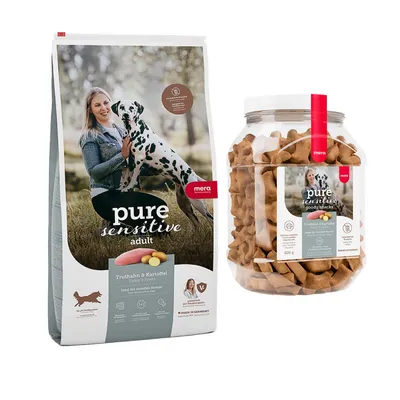 mera pure sensitive Kombi-Paket: 12,5 kg Trockenfutter + 3 x 600 g Goody Snacks - Adult Truthahn & Kartoffel getreidefrei 12,5 kg + Goody Snacks Truthahn & Kartoffel 3 x 600 g mera pure sensitive Kombi-Paket: 12,5 kg Trockenfutter + 3 x 600 g Goody Snacks - Adult Truthahn & Kartoffel getreidefrei 12,5 kg + Goody Snacks Truthahn & Kartoffel 3 x 600 g