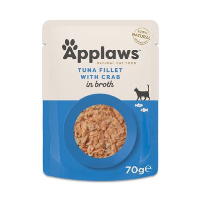 Applaws Cat Natural in Broth Tuna Fillet with Crab (12 x 70g)