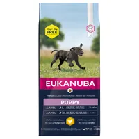 15 + 3 kg ingyen! 18 kg Eukanuba Breed száraztáp bónuszcsomagban - Puppy Large Breed csirke