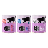 Lot Maxi Tube Cosma Snackies XXL friandises lyophilisées pour chat - lot mixte III : 1 x thon + 1 x poisson blanc + 1 x saumon (440 g)
