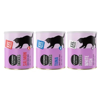 Lot Maxi Tube Cosma Snackies XXL friandises lyophilisées pour chat - lot mixte III : 1 x thon + 1 x poisson blanc + 1 x saumon (440 g) Lot Maxi Tube Cosma Snackies XXL friandises lyophilisées pour chat - lot mixte III : 1 x thon + 1 x poisson blanc + 1 x saumon (440 g)