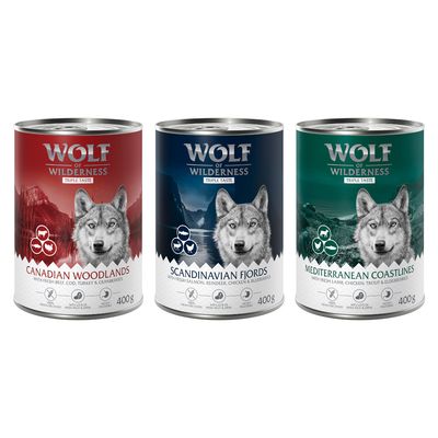 Wolf of Wilderness Wide Acres, 100% grain-free Rezeptur, frisches Huhn mit Wildbeeren, Wurzeln und Kräutern, 400g, 24x Packung.