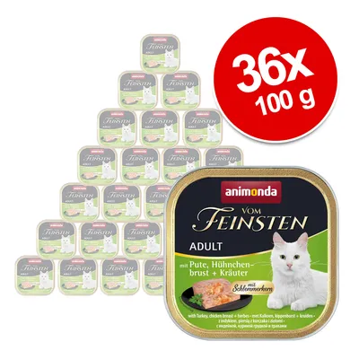 Animonda Vom Feinsten Adult krmivo pre mačky, 36x100g, s moriakom, kuracím prsom a bylinkami. S lahodnou vlastnosťou.