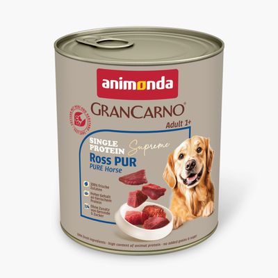 Animonda Grancarno adult 1+ Single Protein Supreme cavallo PUR. 100% componenti freschi, alto contenuto di proteine animali, senza aggiunta di cereali & zucchero.